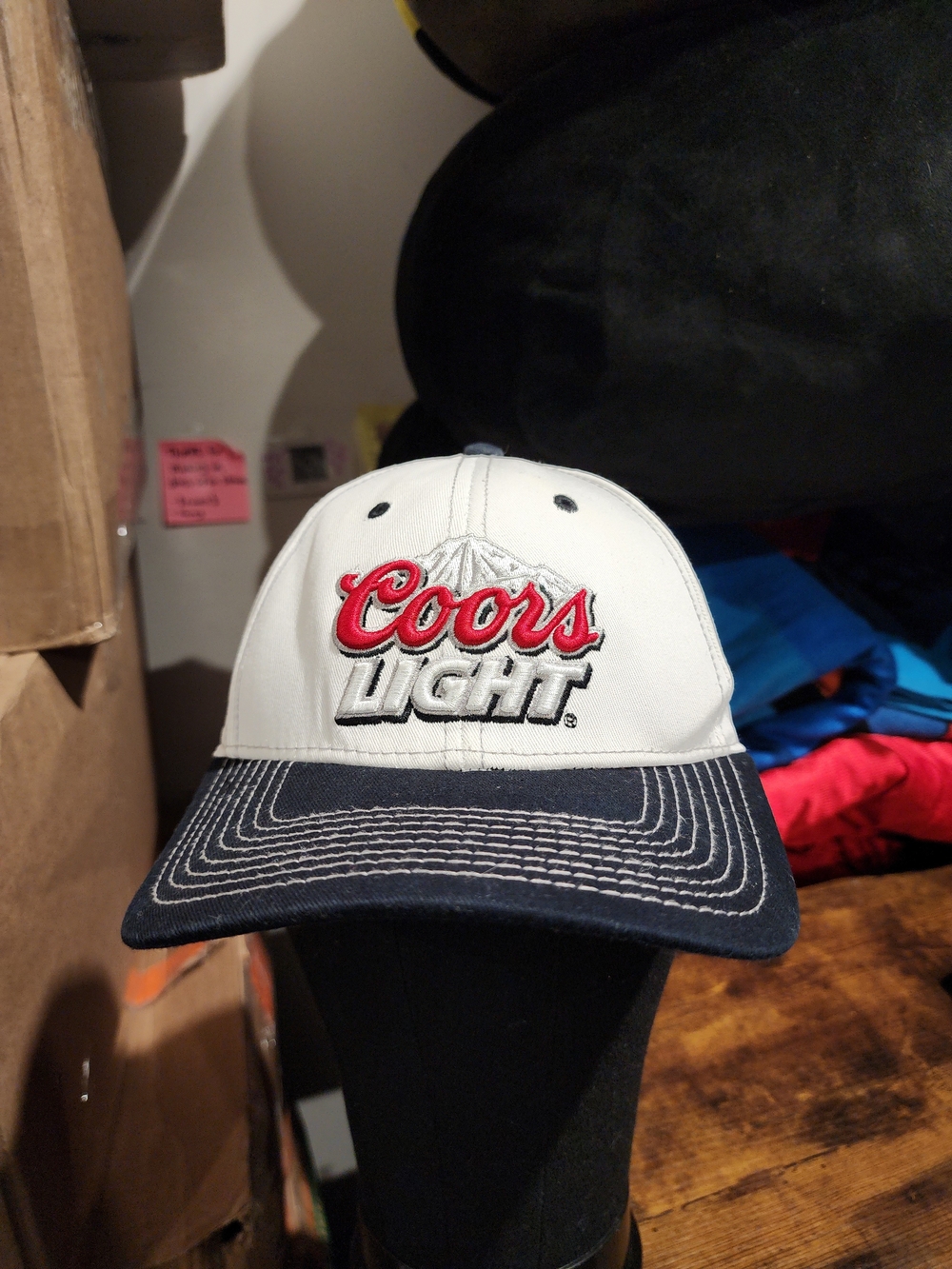 Vintage "The Game" Tag Coors Light Men's Two-Tone Baseball Cap — White & Navy